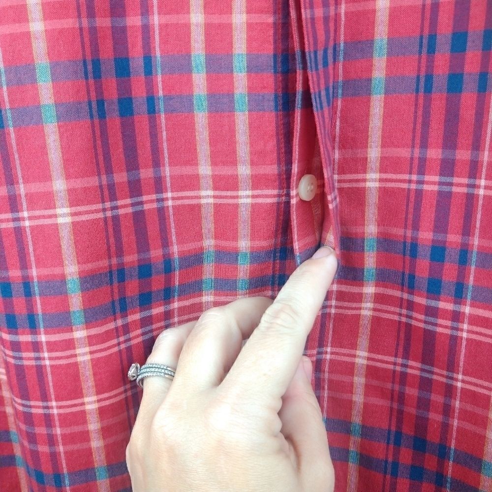 ‎Kate Spade Plaid Button Down "Saturday" Red Cotton, Size - 6 - Picture 6 of 8